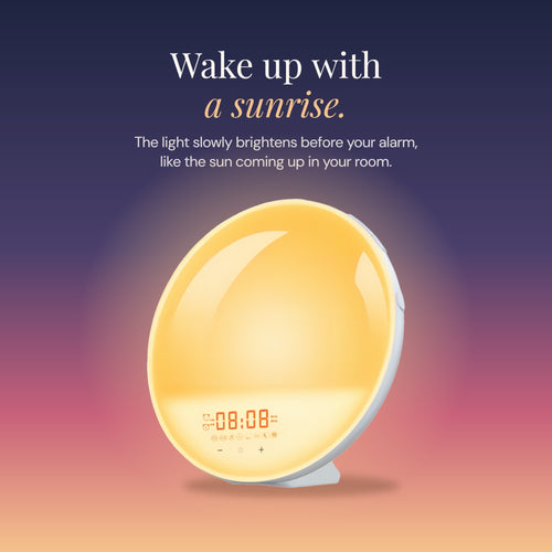 Wake up with a sunrise: the light slowly brightens before your alarm